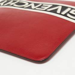 Givenchy Red/White Leather Reverse Logo Flat Zip Pouch