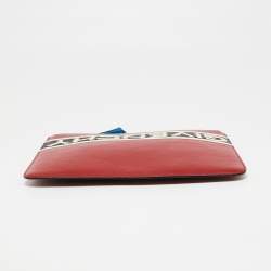 Givenchy Red/White Leather Reverse Logo Flat Zip Pouch