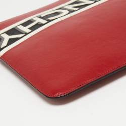 Givenchy Red/White Leather Reverse Logo Flat Zip Pouch
