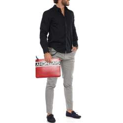 Givenchy Red/White Leather Reverse Logo Flat Zip Pouch