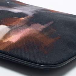Givenchy Black Rottweiler Face Canvas and Leather Clutch