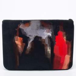Givenchy Black Rottweiler Face Canvas and Leather Clutch