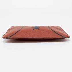 Givenchy Brick Red Pebbled Leather Basketball Clutch