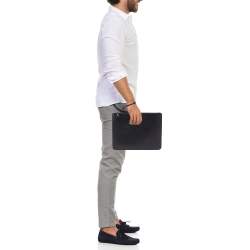 Givenchy Black Leather Logo Flat Zip Pouch