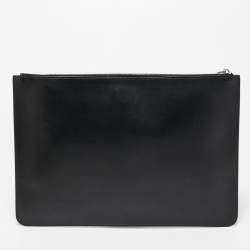 Givenchy Black Leather Embroidered Zip Pouch