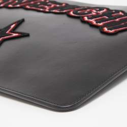 Givenchy Black Leather Embroidered Zip Pouch