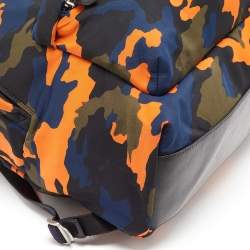 Pre Owned Givenchy Multicolor Camouflage Nylon and Leather Front Pocket Backpack