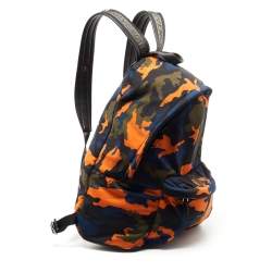 Pre Owned Givenchy Multicolor Camouflage Nylon and Leather Front Pocket Backpack