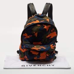 Pre Owned Givenchy Multicolor Camouflage Nylon and Leather Front Pocket Backpack