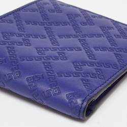 Versace Indigo Greca Embossed Leather Bifold Wallet