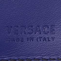 Versace Indigo Greca Embossed Leather Bifold Wallet