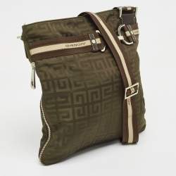 Givenchy Brown/Olive Green Signature Nylon Zip Around Messenger Bag