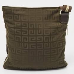 Givenchy Brown/Olive Green Signature Nylon Zip Around Messenger Bag