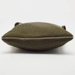 Givenchy Brown/Olive Green Signature Nylon Zip Around Messenger Bag