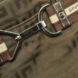 Givenchy Brown/Olive Green Signature Nylon Zip Around Messenger Bag