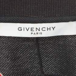 Pre Owned Givenchy Black Leather Patch Cotton Pique Polo Shirt L