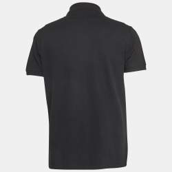 Pre Owned Givenchy Black Leather Patch Cotton Pique Polo Shirt L