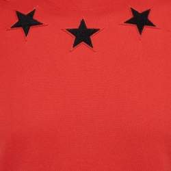 Pre Owned Givenchy Red Cotton Knit Star Patchwork T-Shirt S