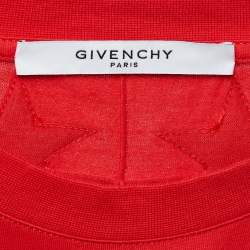 Pre Owned Givenchy Red Cotton Knit Star Patchwork T-Shirt S