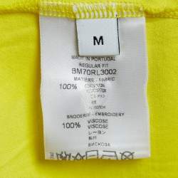 Pre Owned Givenchy Yellow Signature Logo Jersey Crew Neck T-Shirt M