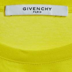 Pre Owned Givenchy Yellow Signature Logo Jersey Crew Neck T-Shirt M