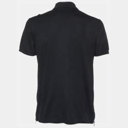 Pre Owned Givenchy Black Cotton Knit Zip Detailed Short Sleeve Polo T-Shirt L