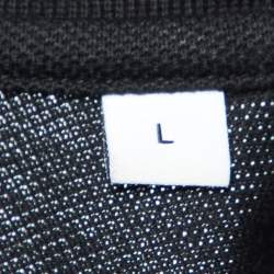 Pre Owned Givenchy Black Cotton Knit Zip Detailed Short Sleeve Polo T-Shirt L