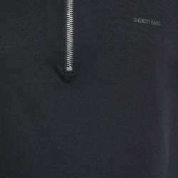 Pre Owned Givenchy Black Cotton Knit Zip Detailed Short Sleeve Polo T-Shirt L