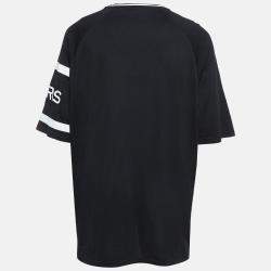 Pre Owned Givenchy Black Embroidered Logo Cotton Jersey T-shirt XL