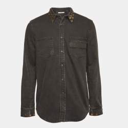 Givenchy Black Washed & Studded Denim Shirt XL