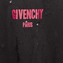 Givenchy Black Logo Print Distressed Cotton T-Shirt XL