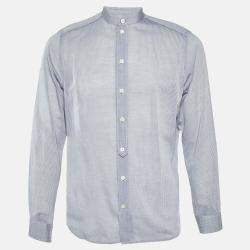 Givenchy Grey Striped Cotton Long Sleeve Shirt M