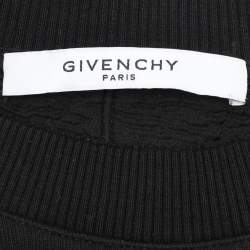 Givenchy Black Distressed Cotton & Mesh Inset Logo Printed Sweatshirt XS