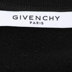 Pre Owned Givenchy Black/White Cotton Knit Logo Embroidered Crew Neck Sweatshirt XS