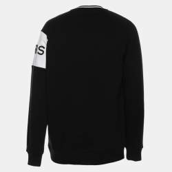 Pre Owned Givenchy Black/White Cotton Knit Logo Embroidered Crew Neck Sweatshirt XS