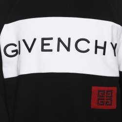 Pre Owned Givenchy Black/White Cotton Knit Logo Embroidered Crew Neck Sweatshirt XS
