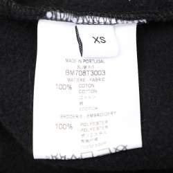 Pre Owned Givenchy Black/White Cotton Knit Logo Embroidered Crew Neck Sweatshirt XS