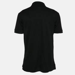 Pre Owned Givenchy Black Stars Embroidered Pique Polo T-Shirt L