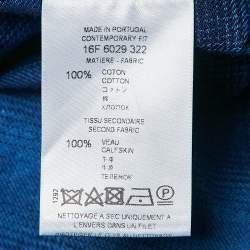 مملوكة مسبقًا Givenchy Navy Blue Plaid Flannel Cotton Stars Patch Shirt XXL