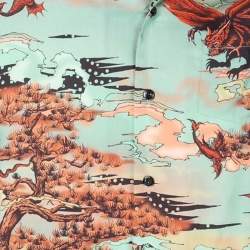 Givenchy Green Printed Silk Short Sleeve Shirt XXL