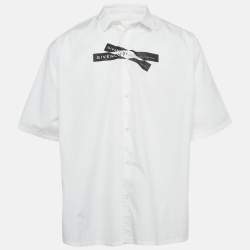 Givenchy x Brown 50 White Logo Tape Print Cotton Shirt L 