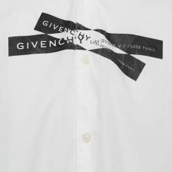 Givenchy x Brown 50 White Logo Tape Print Cotton Shirt L 