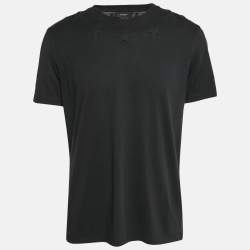 Pre Owned Givenchy Black Cotton Star Quilt Detail T-Shirt L 