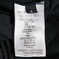 Pre Owned Givenchy Black Cotton Star Quilt Detail T-Shirt L 