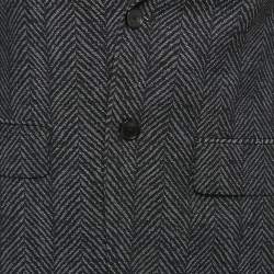 Givenchy Black Herringbone Wool Single Breasted Blazer S