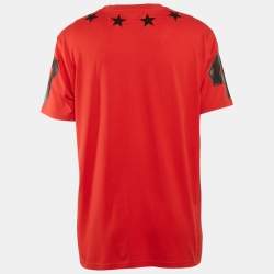 Pre Owned Givenchy Red Printed Cotton Star Applique T-Shirt XXL