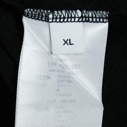 مملوكة مسبقًا Givenchy Black Cotton Leather Patch Detail T-Shirt XL