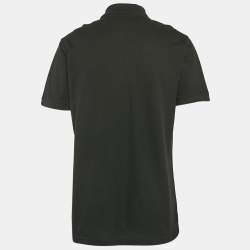 مملوكة مسبقًا Givenchy Black Cotton Pique Leather Patch Detail Polo XL