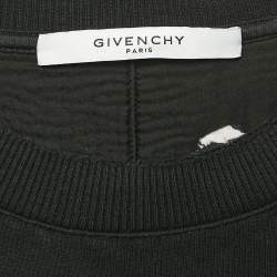 Givenchy Black Distressed Logo Print Cotton Sweatshirt M