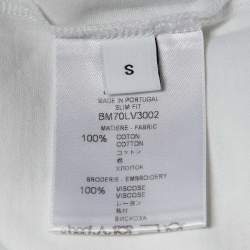 Givenchy White Logo Embroidery Cotton Crewneck T-Shirt S